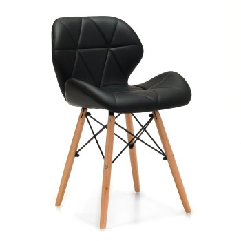 Silla DIANA, madera, similpiel negra