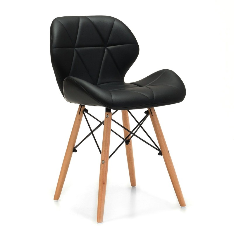 Silla DIANA, madera, similpiel negra