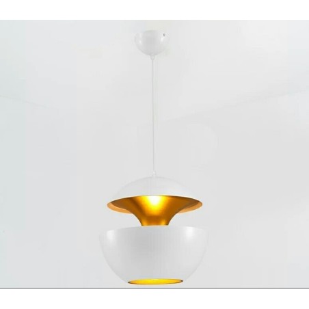 Lámpara URSULA, colgante, metal, blanco-dorado