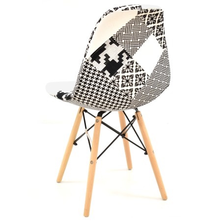 Silla STAR, madera, tejido patchwork combi bgn-0