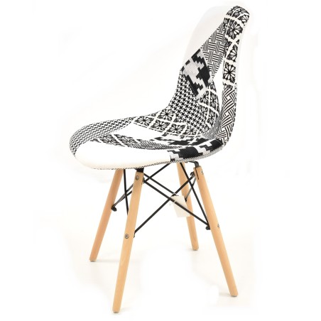 Silla STAR, madera, tejido patchwork combi bgn-1