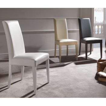 Silla DENNY, madera de haya, lacada blanca y tapizado gris claro 2