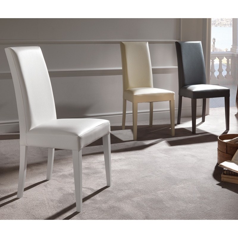 Silla DENNY, madera de haya, lacada blanca y tapizado gris claro-0