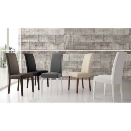 Silla DENNY, madera de haya, lacada blanca y tapizado gris claro-1