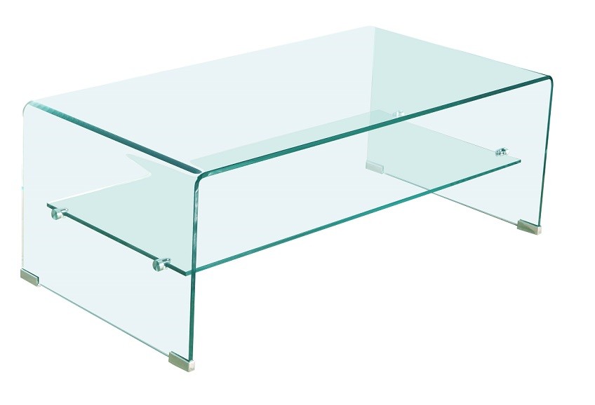 Mesa CHALLENGER, baja, cristal curvado, 110x55 cms