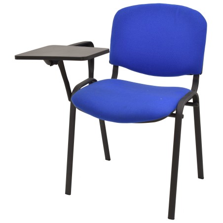 Silla NIZA NEW AM, brazo pala a derecha, chasis negro, tapizado azul