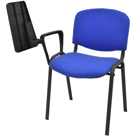 Silla NIZA NEW AM, brazo pala a derecha, chasis negro, tapizado azul-0