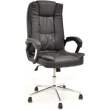 Sillón de oficina DUKE, alto, gas, basculante, similpiel negra