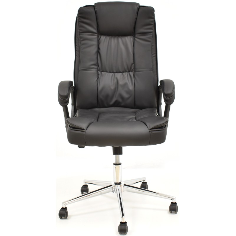 Sillón de oficina DUKE, alto, gas, basculante, similpiel negra-0