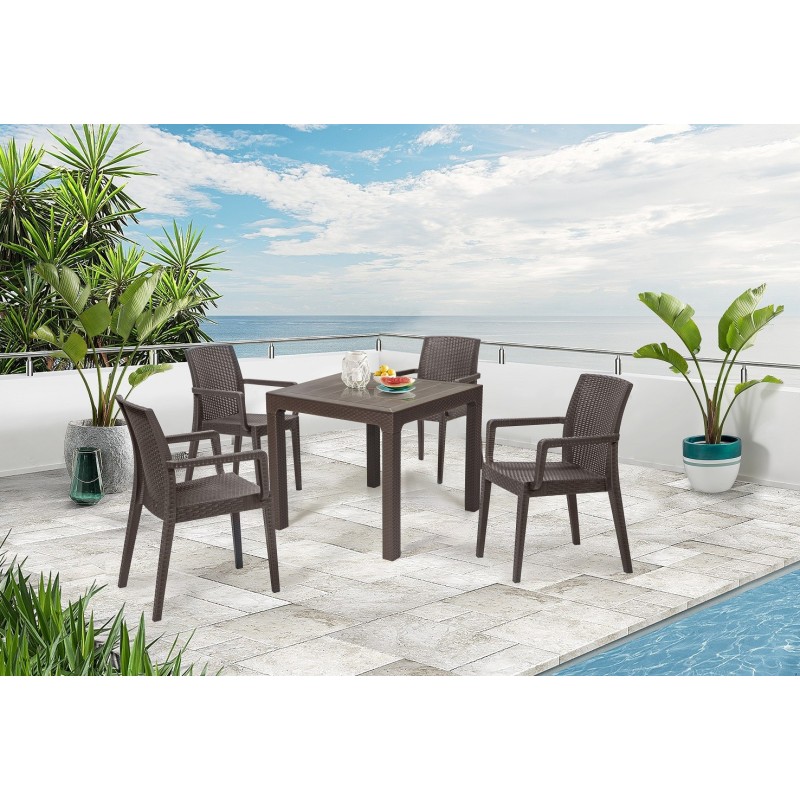 Sillón GLADY, apilable, polipropileno marrón chocolate-0