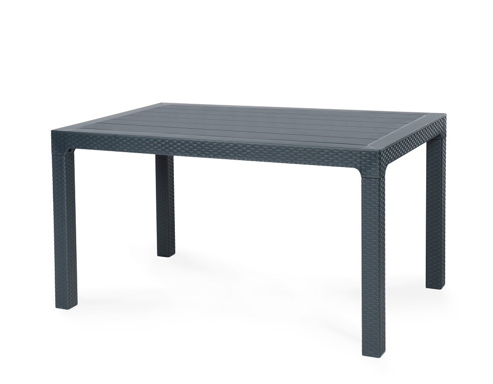Mesa TROPICAL, ratán, polipropileno antracita, 140 x 80 cms