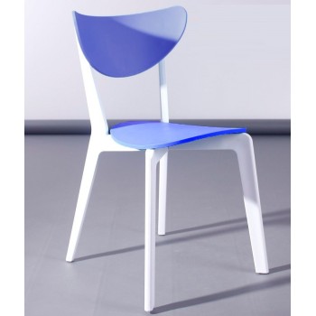 Silla LINA, apilable, polipropileno blanco y azul 2