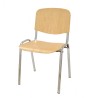 Silla NIZA NEW, chasis cromado, asiento y respaldo en madera natural