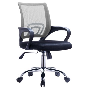Sillón de oficina FISS NEW (M), negro, basculante, malla gris, tejido negro