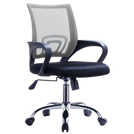 Sillón de oficina FISS NEW (M), negro, basculante, malla gris, tejido negro