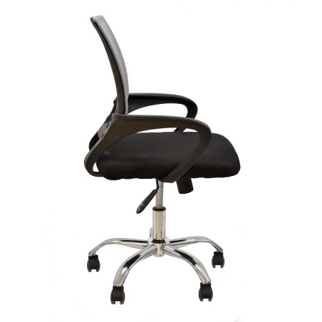 Sillón de oficina FISS NEW (M), negro, basculante, malla gris, tejido negro-0