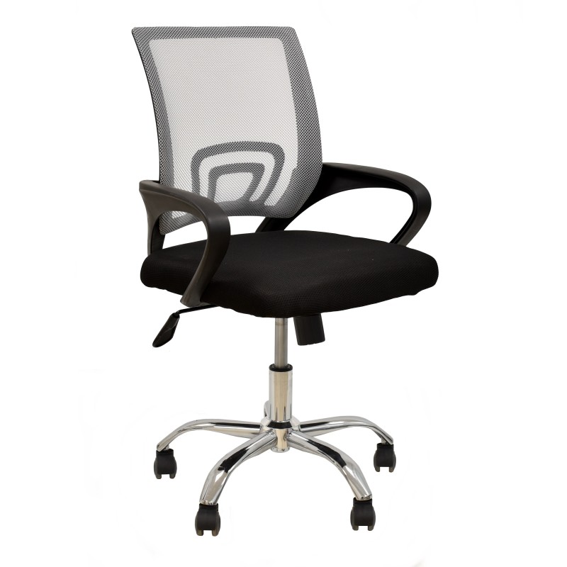 Sillón de oficina FISS NEW (M), negro, basculante, malla gris, tejido negro-1