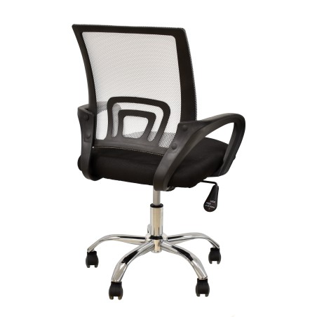 Sillón de oficina FISS NEW (M), negro, basculante, malla gris, tejido negro-2
