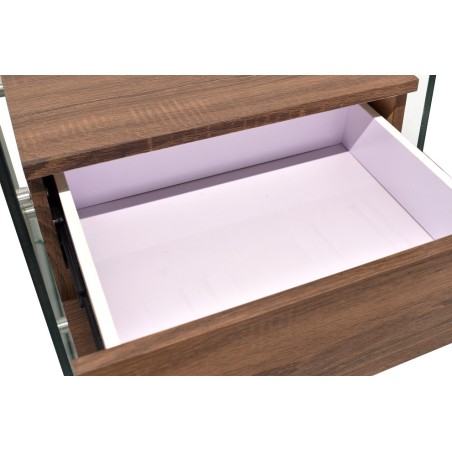 Mesa SEBAS, baja, cristal curvado, dos cajones, 50 x 43 cms-1