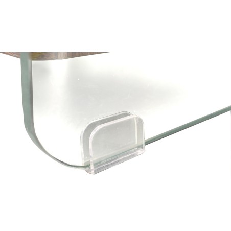 Mesa SEBAS, baja, cristal curvado, dos cajones, 50 x 43 cms-3