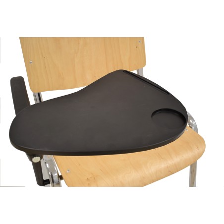 Silla NIZA NEW, chasis cromado, pala escritura, madera natural-2