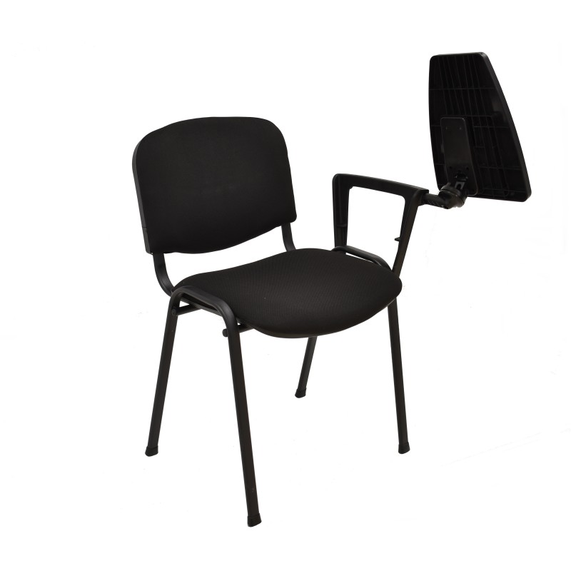 Silla NIZA NEW AM, brazo pala a izquierda, chasis negro, tapizado negro-2