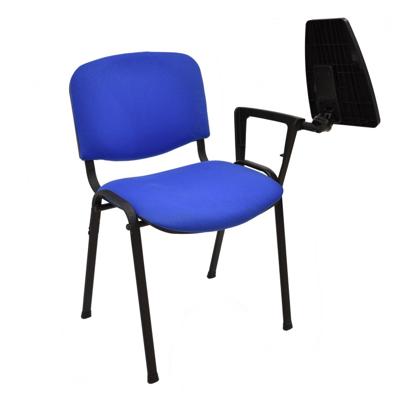 Silla NIZA NEW AM, brazo pala a izquierda, chasis negro, tapizado azul-2