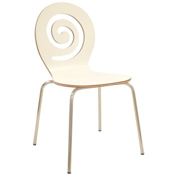 Silla PINSAPO, apilable, acero inoxidable, laminado blanco roto