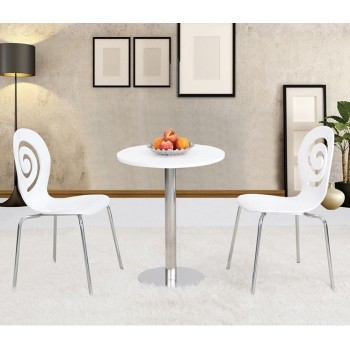 Silla PINSAPO, apilable, acero inoxidable, laminado blanco roto 2