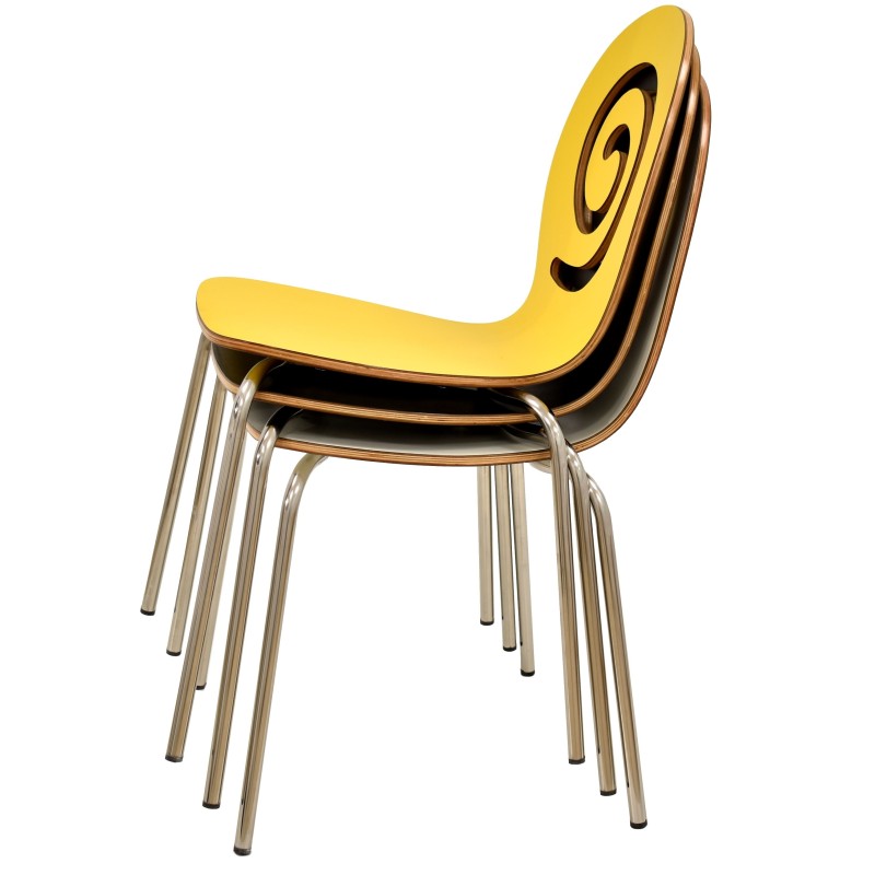 Silla PINSAPO, apilable, acero inoxidable, laminado blanco roto-1