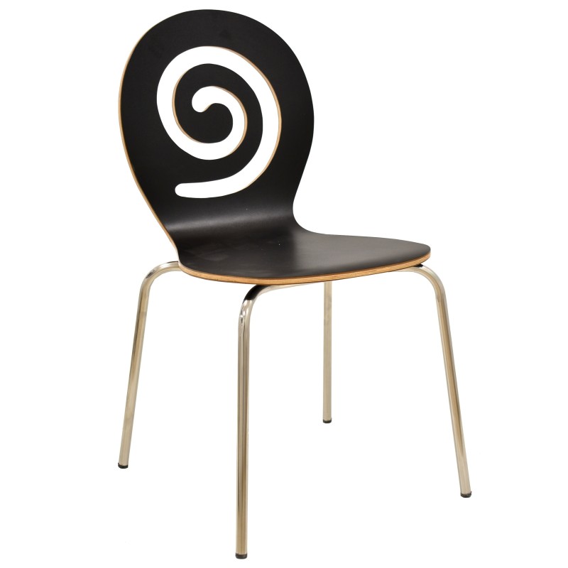 Silla PINSAPO, apilable, acero inoxidable, laminado negro