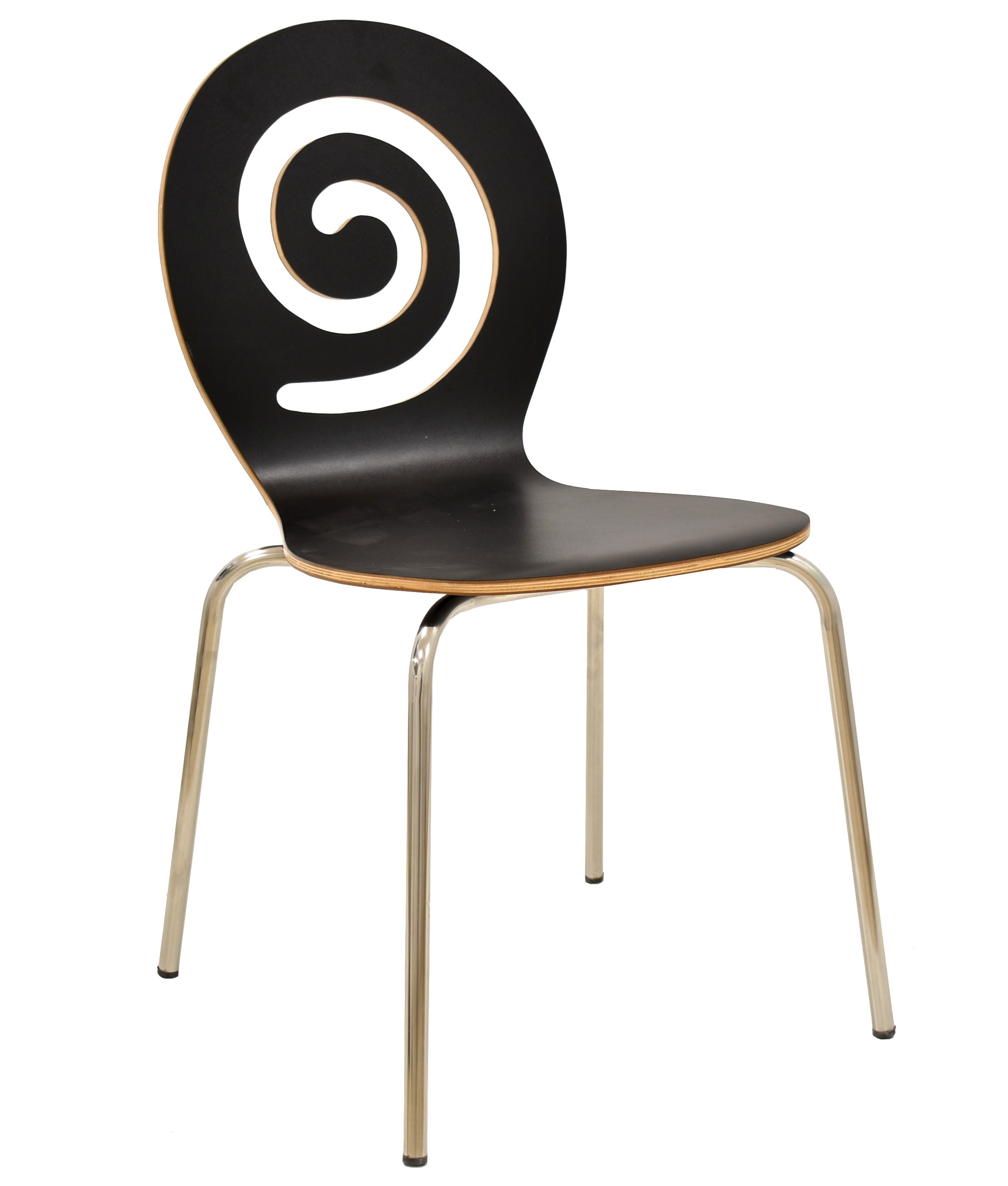 Silla PINSAPO, apilable, acero inoxidable, laminado negro
