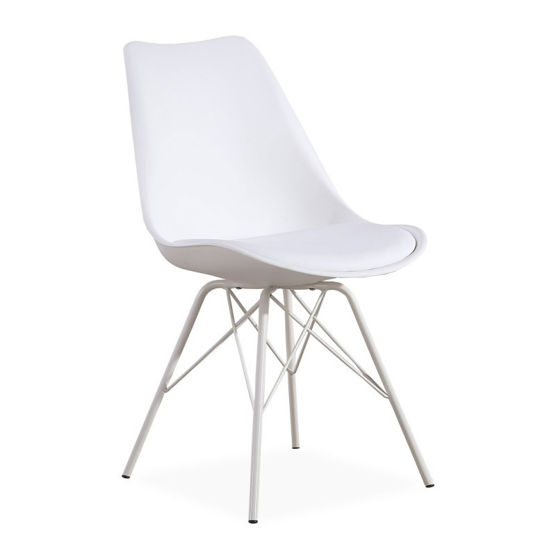 Silla BELLA NEW BBB, base blanca, carcasa y cojín blanco