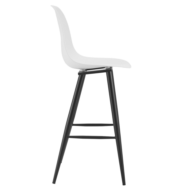 Taburete CLUNY, metal epoxi negro, polipropileno blanco-1