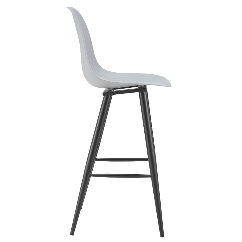 Taburete CLUNY, metal epoxi negro, polipropileno gris-1