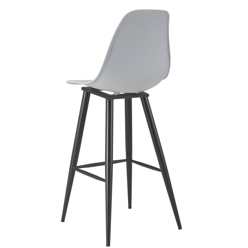 Taburete CLUNY, metal epoxi negro, polipropileno gris-2