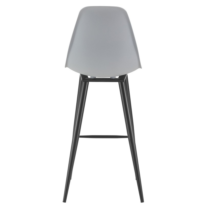 Taburete CLUNY, metal epoxi negro, polipropileno gris-3