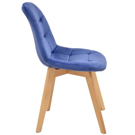 Silla LORENA, madera, tapizada velvet azul-0