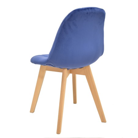 Silla LORENA, madera, tapizada velvet azul-1