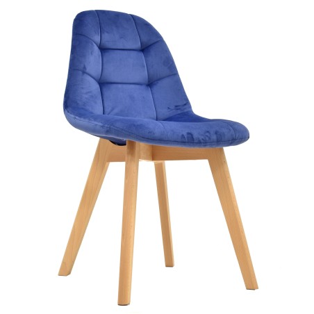 Silla LORENA, madera, tapizada velvet azul-3