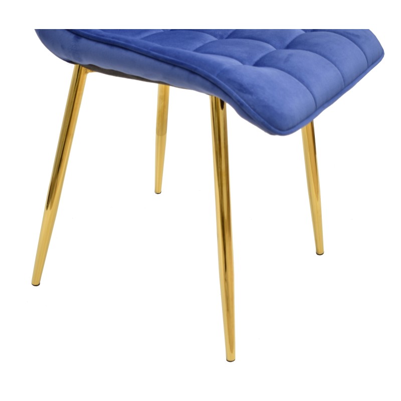 Silla GILDA, metal, dorado, tejido velvet azul-3