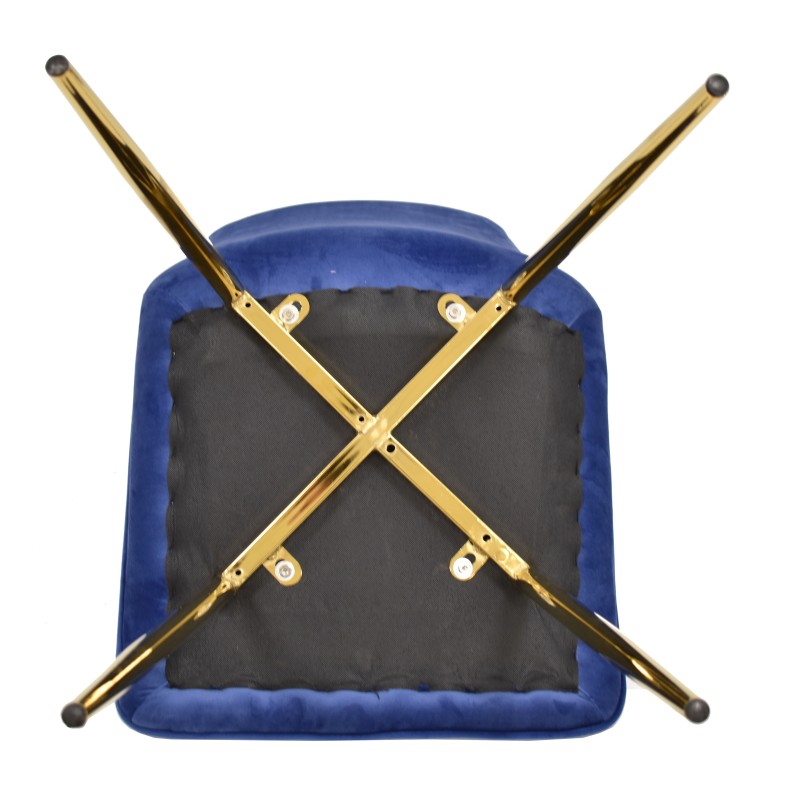 Silla GILDA, metal, dorado, tejido velvet azul-4