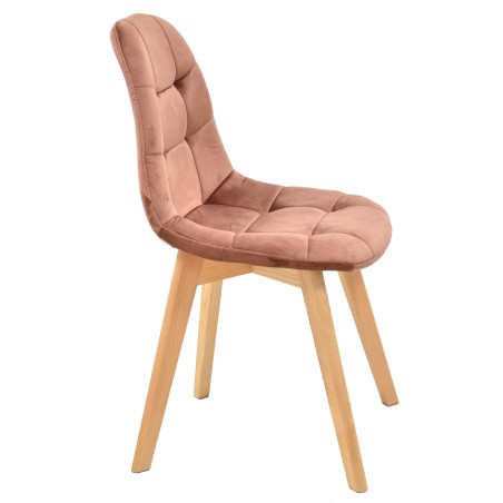 Silla LORENA, madera, tapizada velvet rosa coral-0