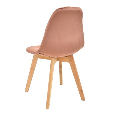 Silla LORENA, madera, tapizada velvet rosa coral-1
