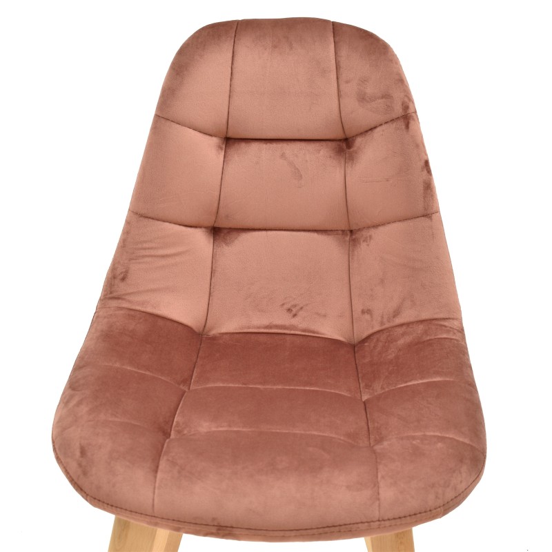 Silla LORENA, madera, tapizada velvet rosa coral-2