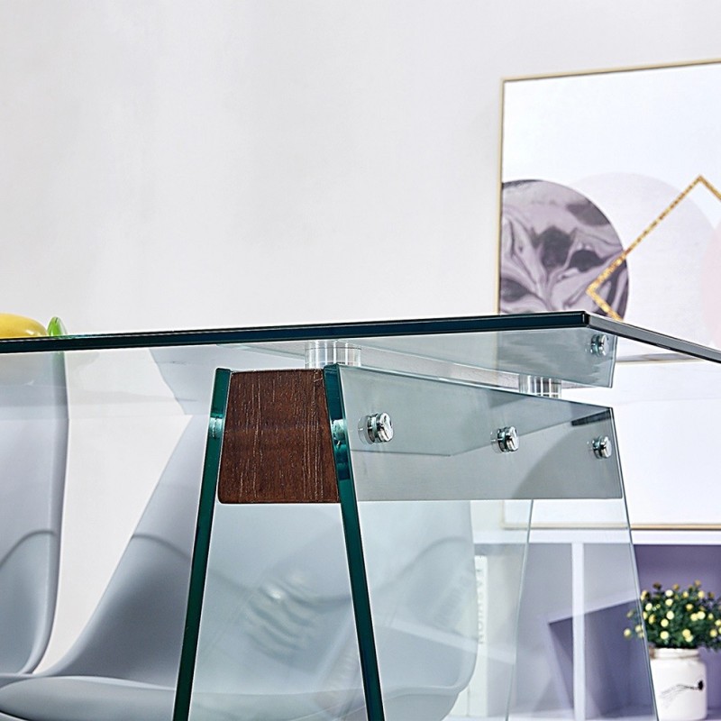 Mesa SELENE, madera, cristal templado, 200x90 cms-0