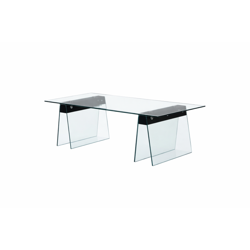 Mesa SELENE, baja, madera, cristal templado, 120x60 cms