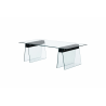 Mesa SELENE, baja, madera, cristal templado, 120x60 cms