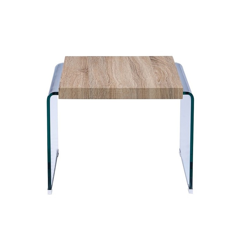 Mesa OSIRIS, baja, madera, cristal curvado, 55x55 cms-0