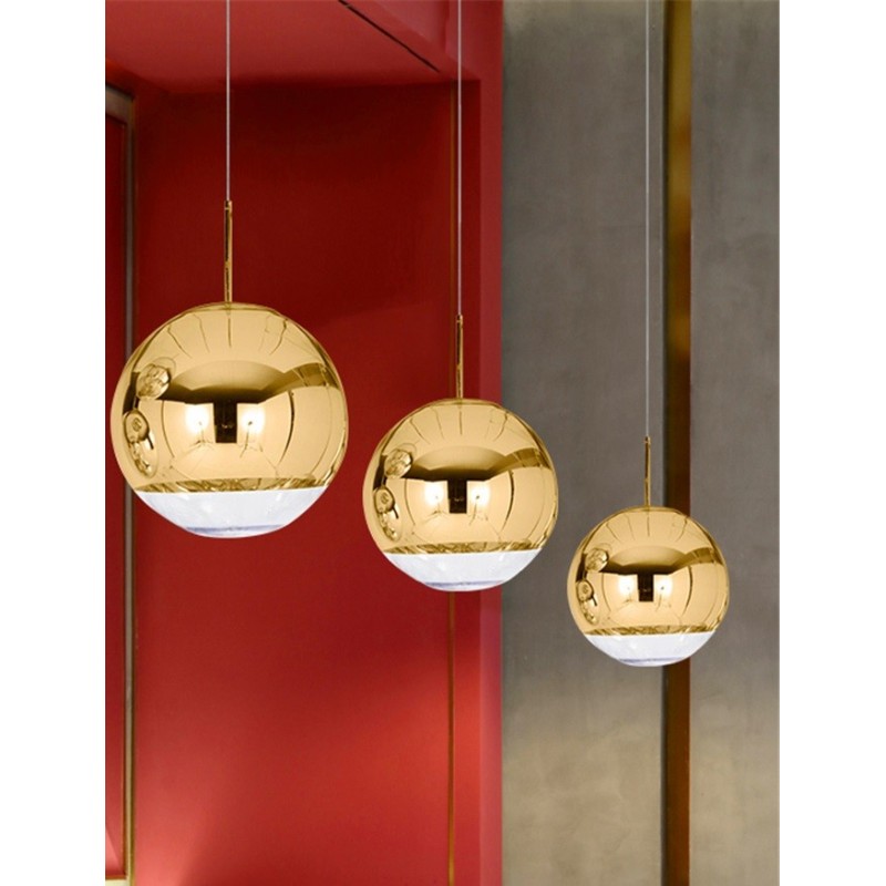 Lámpara KARIM, colgante, cristal, dorado - transparente, 25 cms de diámetro-1